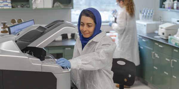 student in a lab